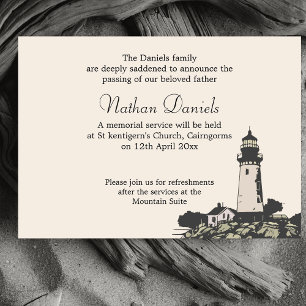 Cape Lighthouse Funeral Announcement Card
