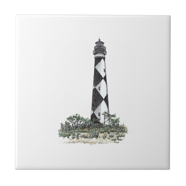 Cape Lookout Lighthouse Ceramic Tile (Front)