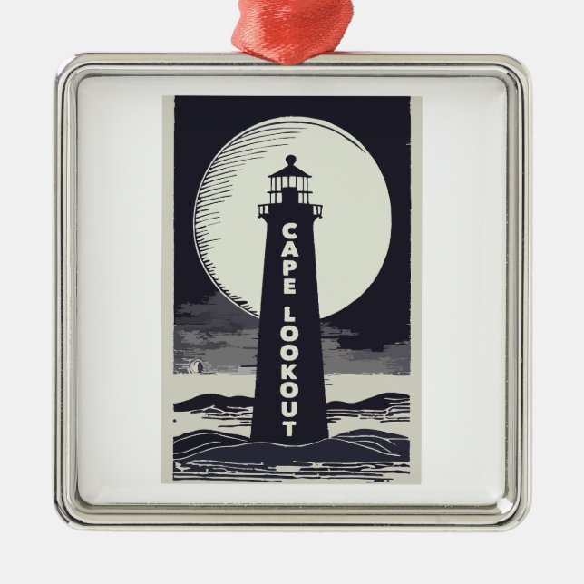 Cape Lookout Lighthouse North Carolina Moon Metal Ornament (Front)