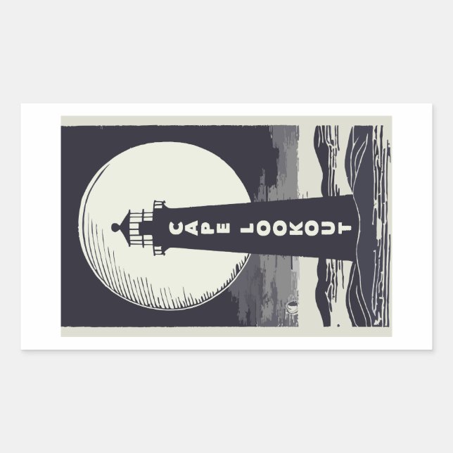 Cape Lookout Lighthouse North Carolina Moon Rectangular Sticker (Front)