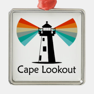 Cape Lookout Lighthouse North Carolina Rainbow Metal Ornament