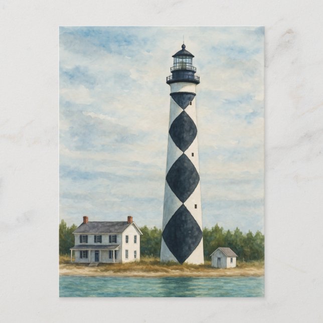 Cape Lookout Lighthouse Watercolor Postcard (Front)
