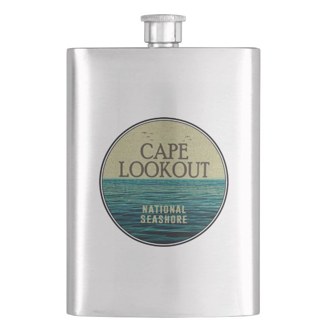 Cape Lookout National Seashore Ocean Birds Hip Flask (Front)