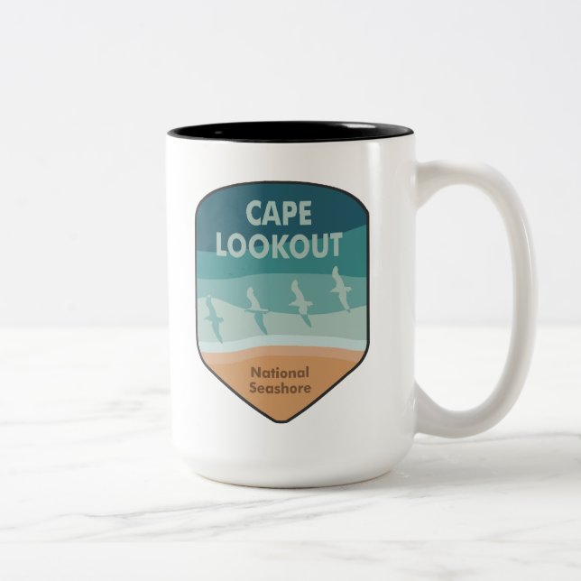 Cape Lookout National Seashore Seagulls Two-Tone Coffee Mug (Right)