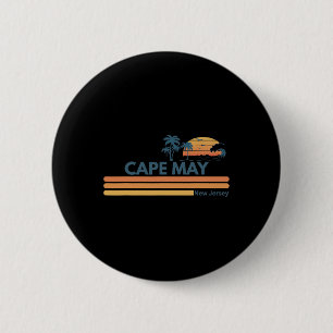Cape May Beach New Jersey Summer Palm Tree Men Wom 6 Cm Round Badge