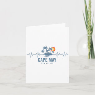 Cape May Beach New Jersey Vintage 80s Sunset Heart Card