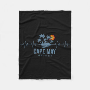 Cape May Beach New Jersey Vintage 80s Sunset Heart Fleece Blanket