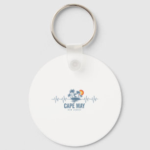 Cape May Beach New Jersey Vintage 80s Sunset Heart Key Ring
