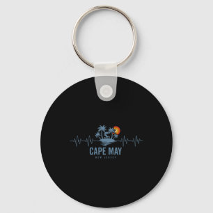 Cape May Beach New Jersey Vintage 80s Sunset Heart Key Ring