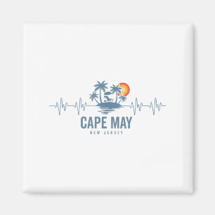 Cape May Beach New Jersey Vintage 80s Sunset Heart Magnet
