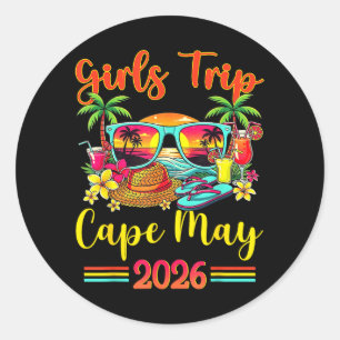 Cape May Beach NJ Summer Vibes Sunset Women Girls Classic Round Sticker