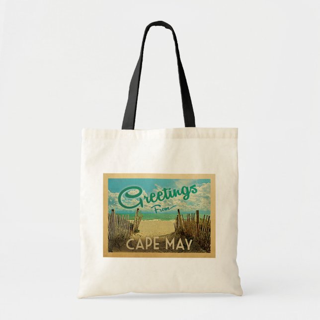 Cape May Beach Vintage Travel Tote Bag (Front)