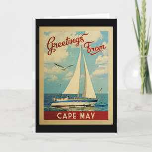 Cape May Greeting Card Sailboat Vintage New Jersey