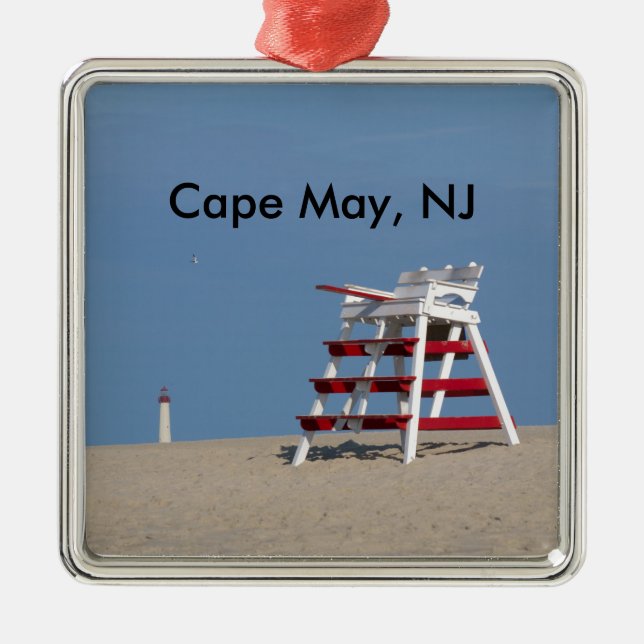 Cape May lifeguard chair Metal Tree Decoration (Front)