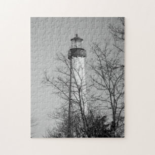 Cape May Light b/w Jigsaw Puzzle