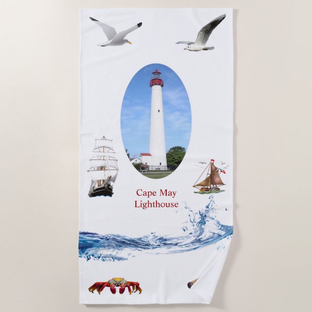 Cape May Lighthouse Beach Towel (Front)