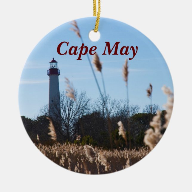 Cape May lighthouse Ceramic Ornament (Front)