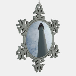 Cape May Lighthouse Snowflake Pewter Christmas Ornament