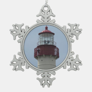 Cape May Lighthouse Snowflake Pewter Christmas Ornament