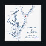 Cape May New Jersey Destination Wedding Favour Magnet<br><div class="desc">Quick and Easy ordering! These Cape May, New Jersey map magnets make great New Jersey beach wedding favours to include in your Cape May destination wedding welcome bags. Move the heart by clicking "Edit Using design tool" under "Personalise". Featuring a map of Chesapeake Bay with Artwork by Coastal Map Designs...</div>