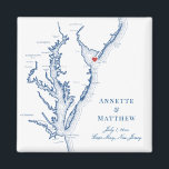 Cape May New Jersey Destination Wedding Favour Magnet<br><div class="desc">Quick and Easy ordering! These Cape May, New Jersey map magnets make great New Jersey beach wedding favours to include in your Cape May destination wedding welcome bags. Move the heart by clicking "Edit Using design tool" under "Personalise". Featuring a map of Chesapeake Bay with Artwork by Coastal Map Designs...</div>