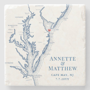 Cape May New Jersey Destination Wedding Favour Stone Coaster