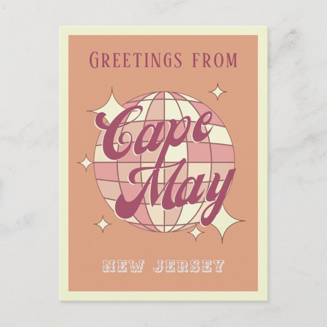 Cape May New Jersey disco Retro Vintage Postcard (Front)