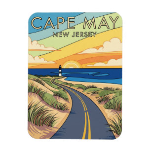 Cape May New Jersey Illustration Travel Magnet