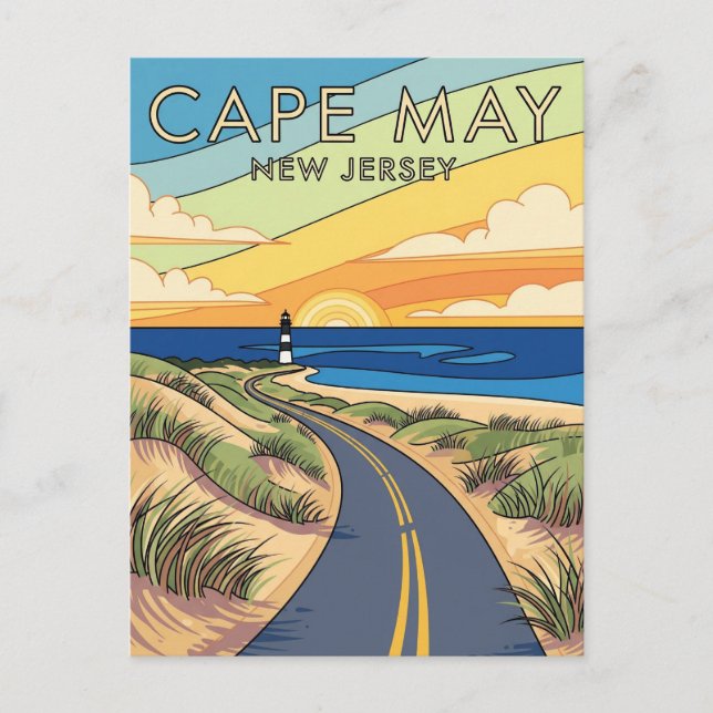 Cape May New Jersey Illustration Travel Postcard (Front)