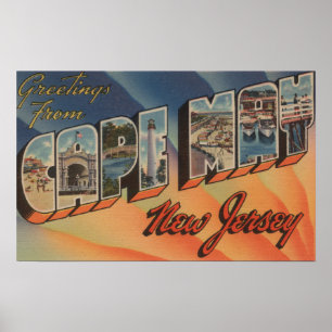 Cape May, New Jersey - Large Letter Scenes Poster