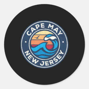 Cape May New Jersey Nj Nautical Waves Classic Round Sticker