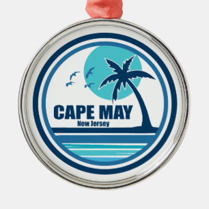 Cape May New Jersey Palm Tree Birds Metal Ornament