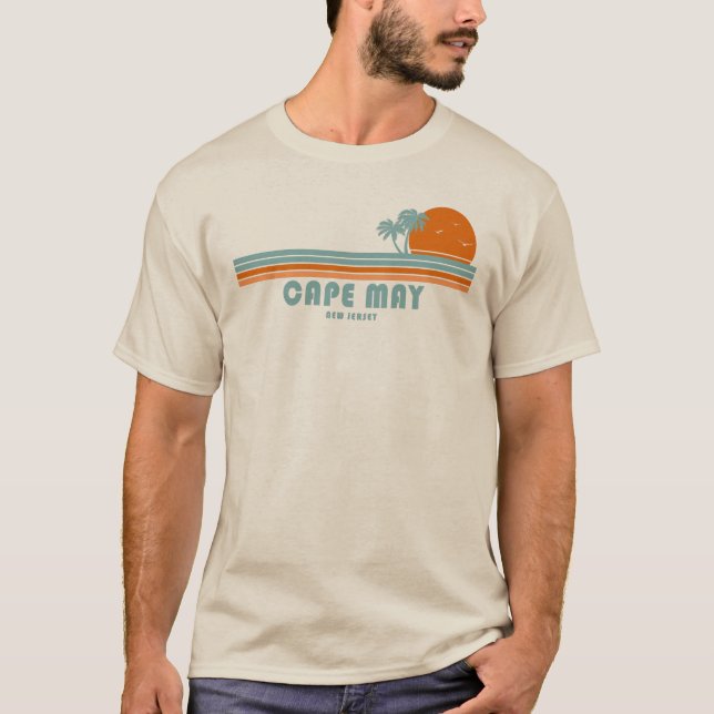 Cape May New Jersey Sun Palm Trees T-Shirt (Front)