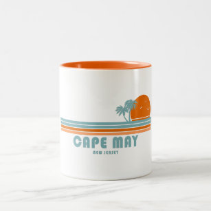 Cape May New Jersey Sun Palm Trees Two-Tone Coffee Mug
