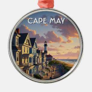 Cape May New Jersey Travel Postcard Metal Ornament
