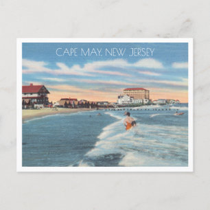 Cape May, New Jersey Vintage Beach Scene Postcard