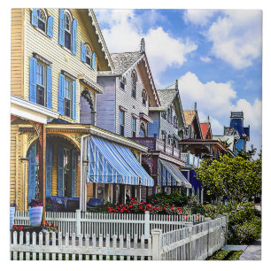 Cape May NJ - Colourful Victorian Street Ceramic Tile