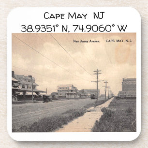 Cape May NJ Map Coordinates Vintage Style Coaster