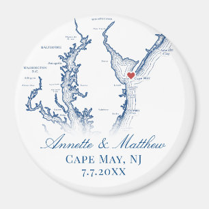 Cape May NJ Map Wedding Favour Keepsake Magnet