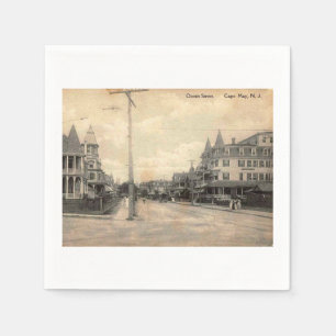 Cape May NJ, Ocean Street, c1910 Vintage Napkin