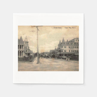 Cape May NJ, Ocean Street, c1910 Vintage Napkin