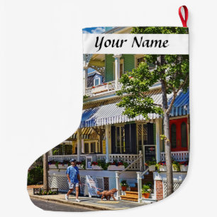 Cape May NJ - Sisters Walking Down Perry Street Large Christmas Stocking