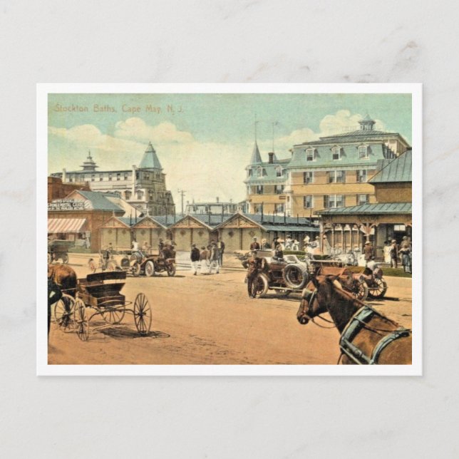 Cape May NJ, Stockton Baths, Vintage Postcard (Front)