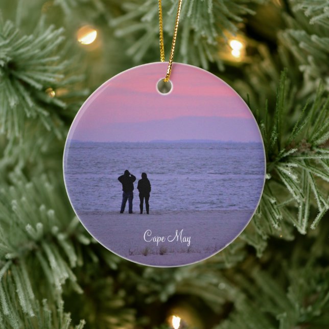 Cape May Ocean Sunset Ceramic Ornament (Tree)