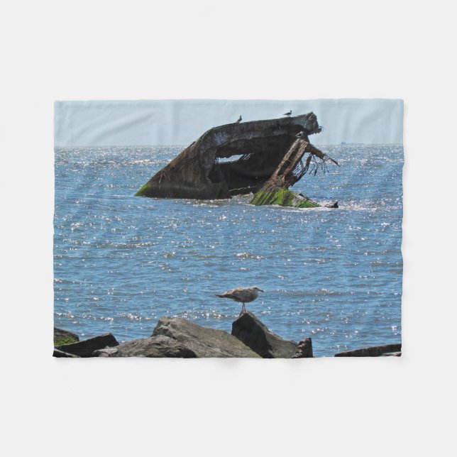 Cape May Shipwreck Fleece Blanket (Front (Horizontal))