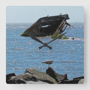 Cape May Shipwreck Square Wall Clock