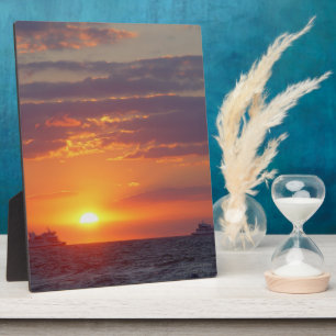 Cape May Sunset Two Ships Passing Easel Plaque
