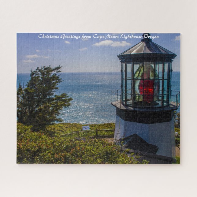 Cape Mears Lighthouse Oregon. Christmas Greetings Jigsaw Puzzle (Horizontal)