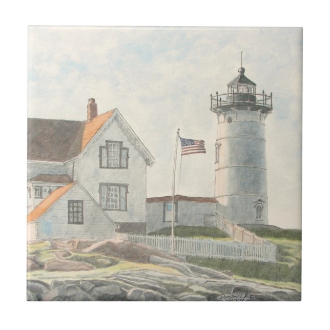 Cape Neddick Lighthouse Ceramic Tile (Front)