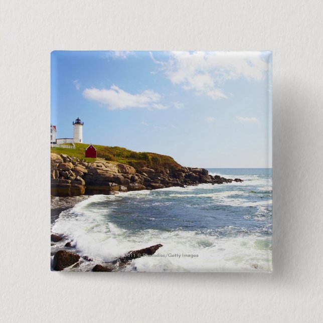 Cape Neddick 'Nubble' Lighthouse in Maine 15 Cm Square Badge (Front)